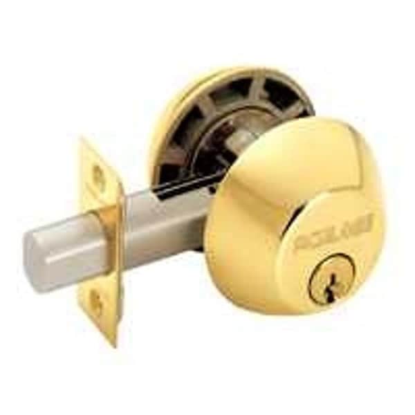 Schlage Entry Deadbolt, 1 Grade, Keyed Alike Key, Metal, Polished Brass